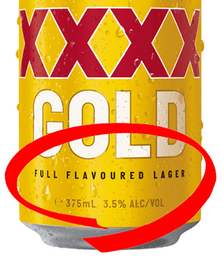 XXXXゴールド フルフレーバードの表記